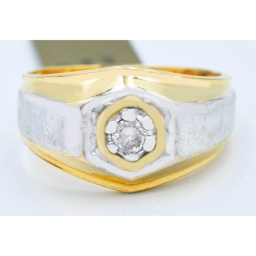 Genuine Diamond Mens Ring 10k Yellow Gold